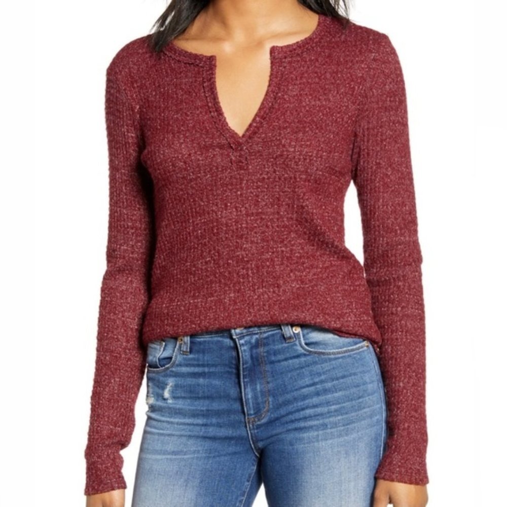 SOCIALITE Long Sleeve Thermal Henley Top